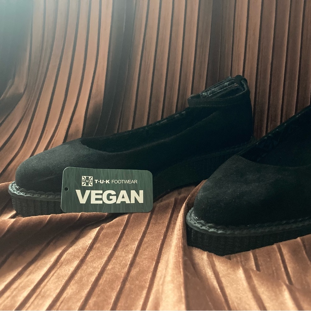 Black Pointed Ballet Ankle Strap Creepers TUK size 9 40